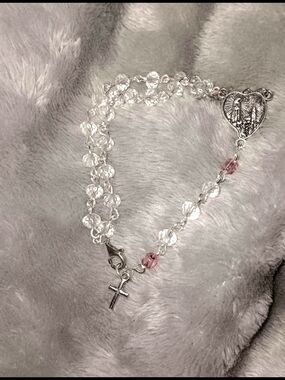 Delicate Crystal Rosary Bracelet with Light Purple Accent